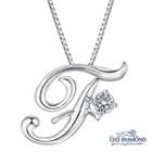 Initial Love 18k White Gold Diamond Pendant Necklace (16) - F