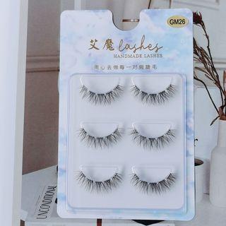 Set Of 3: False Eyelashes (gm26) Black - 10mm