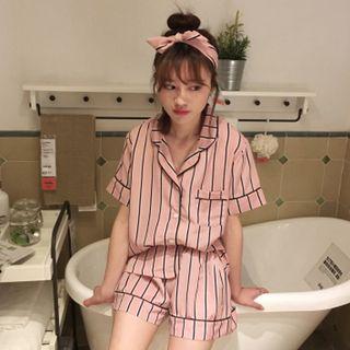 Loungewear Set: Short-sleeve Shirt + Shorts + Headband