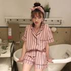 Loungewear Set: Short-sleeve Shirt + Shorts + Headband