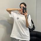 Letter Rose-illustrated T-shirt