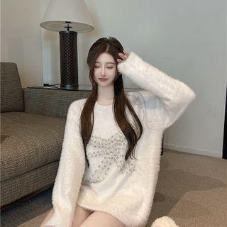 Round-neck Bow Woolen Oversize Sweater
