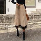 Lace-hem Maxi Pleat Skirt