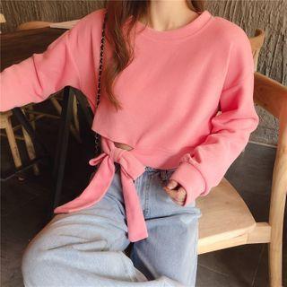 Tie-waist Cropped Pullover