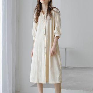 Single Breasted Lantern Sleeve Dress