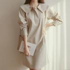Wide-collar Half-placket Shirtdress