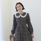 Lace-collar Checked Shirtdress