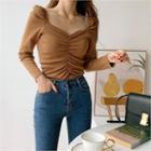 Sweetheart-neck Shirred Top