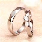 Couple Matching Rhinestone Sterling Silver Ring