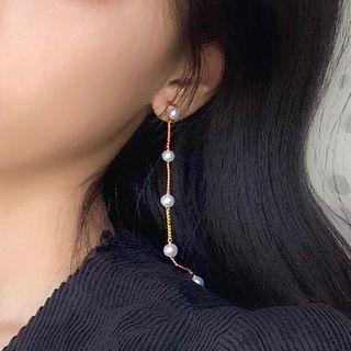 Faux Pearl Dangle Earring 1 Pair - 0722a - Gold - One Size