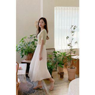 Pleated Asymmetric Maxi Skirt Ivory - One Size