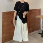 Short-sleeve Asymmetrical T-shirt / Midi A-line Skirt