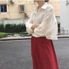 Long Sleeve Plain Shirt / A-line Skirt