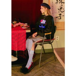 Slashed Denim Long Skirt