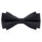 Layered Plain Bow Tie Black - One Size