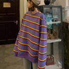 Rainbow Striped Loose-fit Pullover