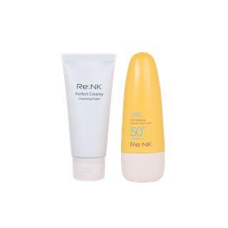 Re:nk - Set: Uv Defense Essence Sun Cream Spf50+ Pa+++ 70g + Perfect Creamy Cleansing Cream 80ml