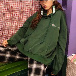 Distressed Long-sleeve Cutout Hoodie