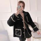 Contrast-trim Fleece Jacket Black - One Size