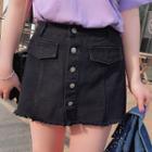 Distressed Buttoned Skort