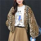 Leopard Faux-fur Jacket Brown - One Size