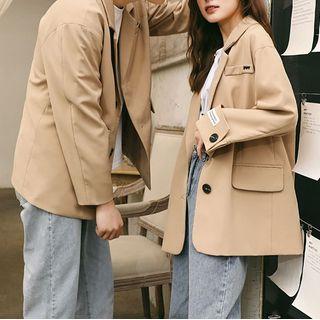 Couple Matching Button Blazer / Straight-cut Jeans