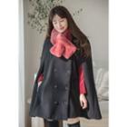Wool Blend Double-breasted Cape Black - One Size