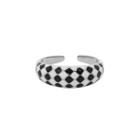 Checker Sterling Silver Open Ring Silver - One Size