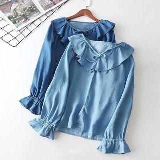 Ruffle Denim Blouse