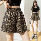 Leopard Pattern Wide Leg Shorts