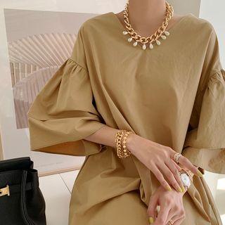 Bell-sleeve Maxi Boxy-fit Dress