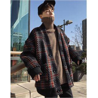 Plaid Knitted Jacket