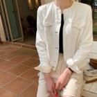 Round-neck Flap-pocket Jacket Ivory - One Size