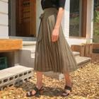 Accordion-pleat Chiffon Long Wrap Skirt