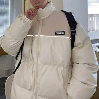 Applique Two-tone Zip Padded Jacket