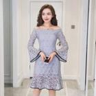 Long-sleeve Off Shoulder Lace A-line Dress