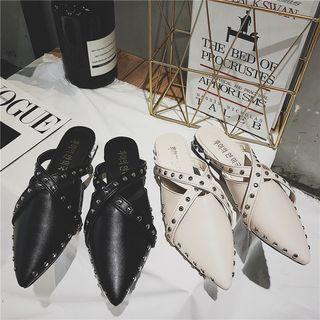 Pointed Cross Strap Mules