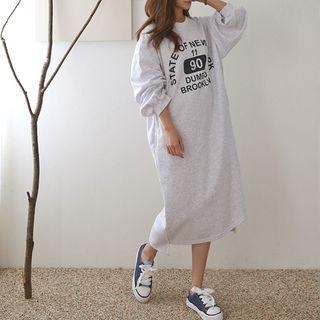 Dip-back Lettering Midi Sweatshirt Dress