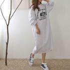 Dip-back Lettering Midi Sweatshirt Dress
