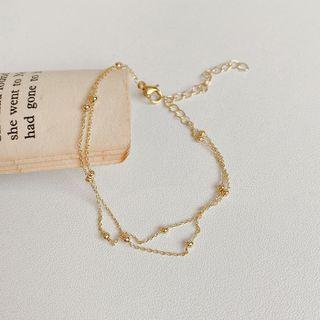 Layered Alloy Bracelet 1 Pc - S127 - Gold - One Size