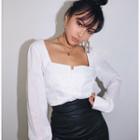 Square-neck Satin Top