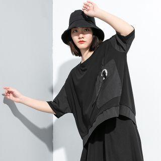 Panel Short-sleeve T-shirt Black - One Size