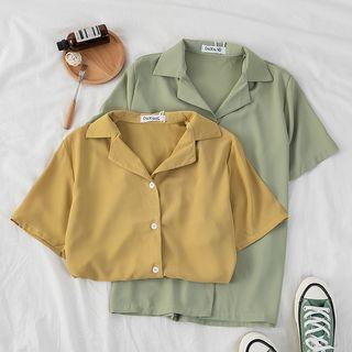 Short Sleeve Plain Chiffon Shirt
