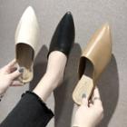 Faux Leather Pointed-toe Flat Mules