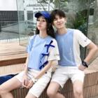 Couple Matching Short-sleeve Two Tone T-shirt / Shorts / Set