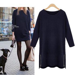 3/4-sleeve Side Zip Dress