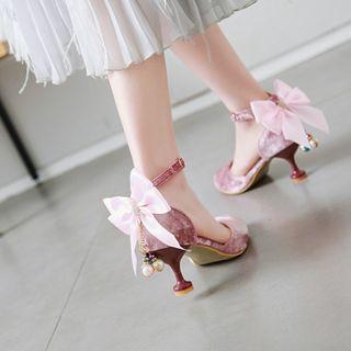 Ankle-strap Kitten-heel Velvet Sandals
