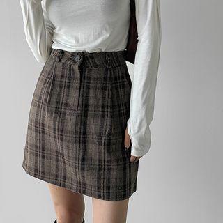 Wool-blend Plaid Miniskirt