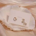 Unicorn Moon & Star Rhinestone Asymmetrical Earring 1 Pair - Gold & White - One Size