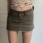 Raw Hem Mock Pocket Miniskirt